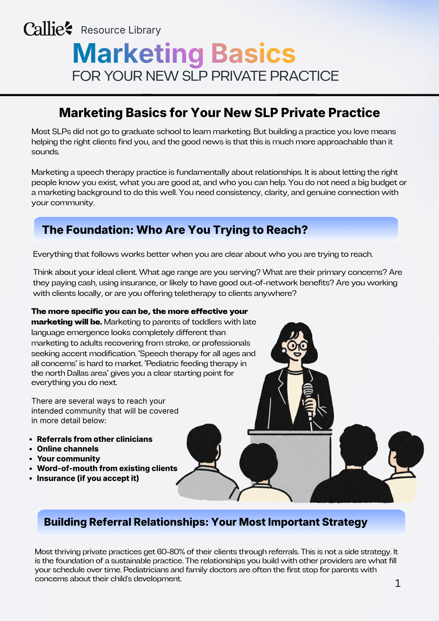 Marketing Basics for Your New SLP Private Practice — Page 1